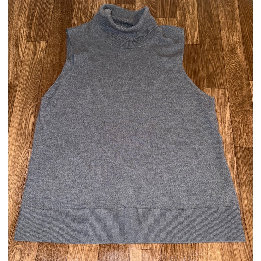 Halston‎ Layering Essentials Sleeveless Turtleneck Sweater XL Gray Knit